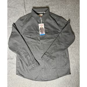 Wrangler Flannel Knit Long-Sleeve Shirt - Dark Charcoal Gray (Large) - NWT